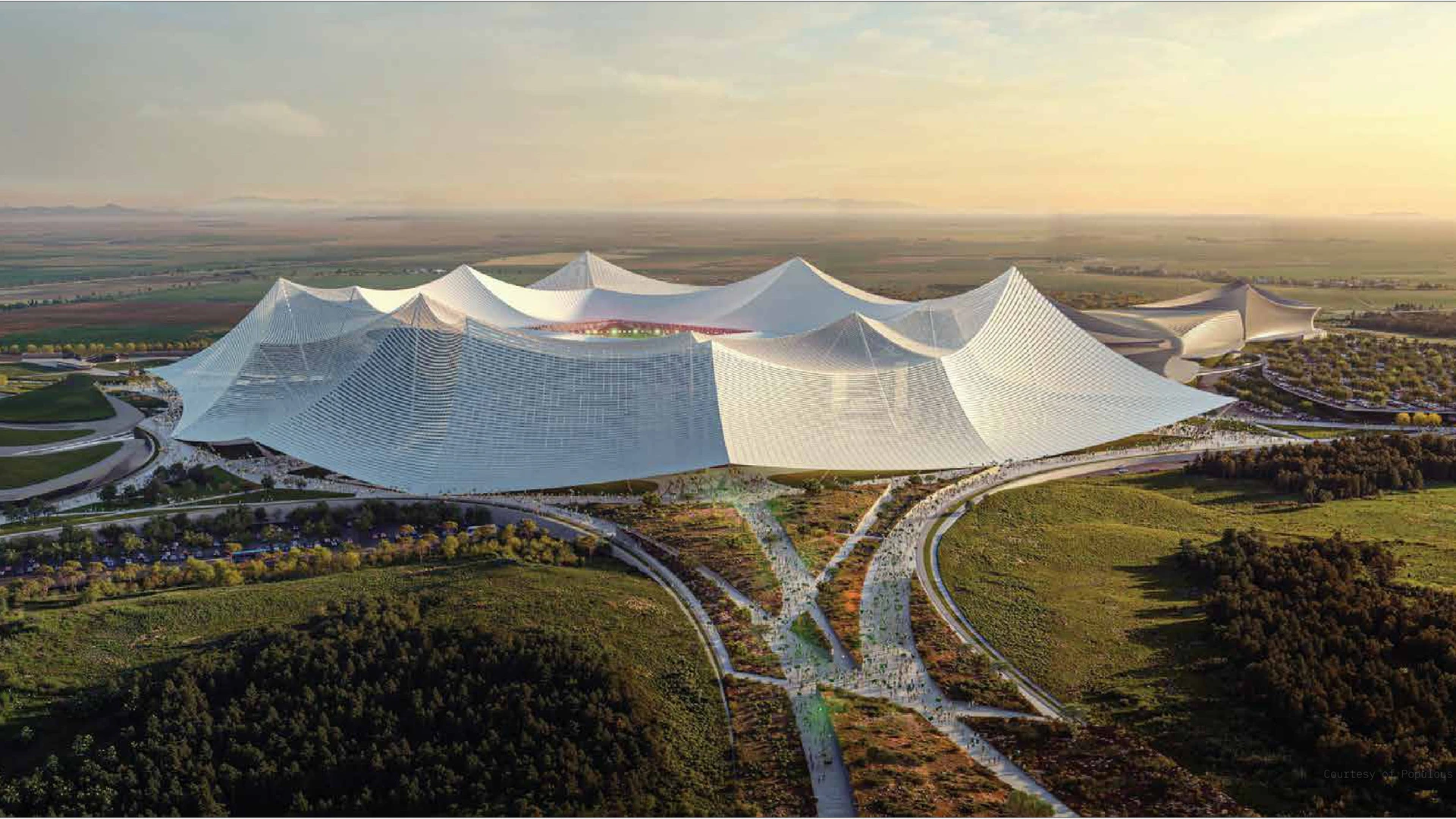 Stade Hassan II near Casablanca, Morocco, designed by Populous with Oualalou + Choi.